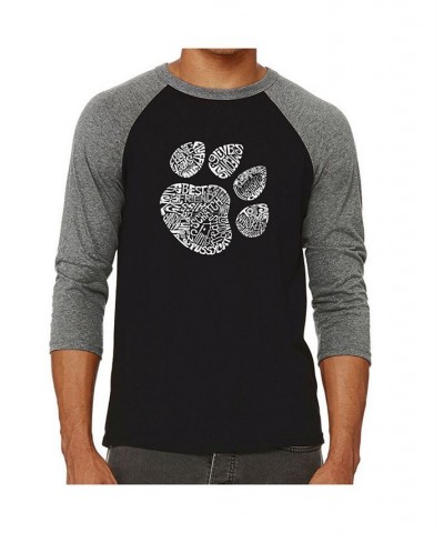 Cat Paw Men's Raglan Word Art T-shirt Gray $25.64 T-Shirts